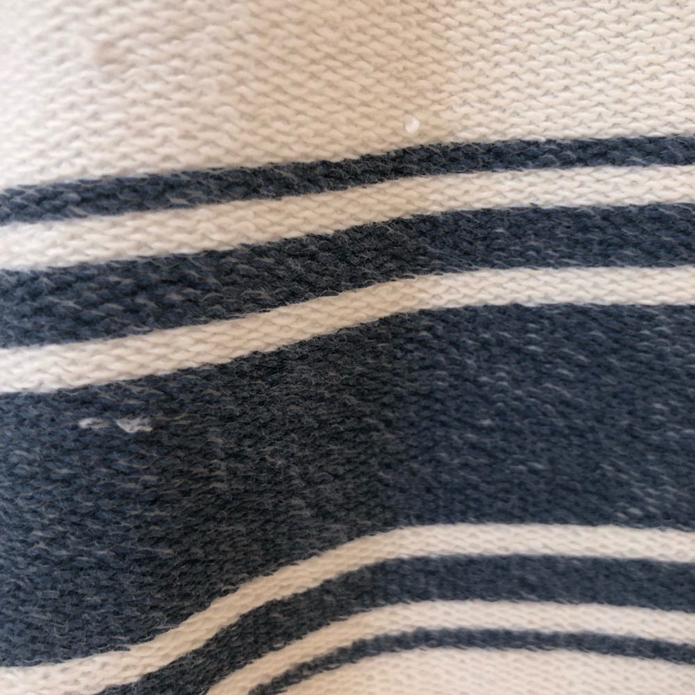 American Eagle Light Weight Cream Hoodie Pullover with Navy Stripe Medium - Picture 4 of 10